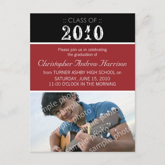 自分で色を選んで卒業はがき インビテーションポストカード (正面)