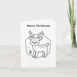 自分で色付けするクリスマスカードのトナカイデザイン カード