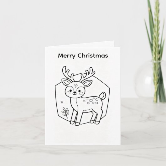 自分で色付けするクリスマスカードのトナカイデザイン カード (正面)