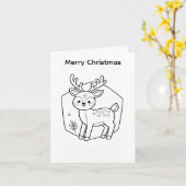 自分で色付けするクリスマスカードのトナカイデザイン カード (黄色い花)