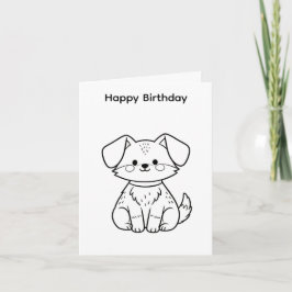 自分で色付けできる誕生日カードの犬デザイン カード