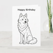自分で色付けできる誕生日カー ウルフデザイン