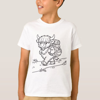 自分で色付け ハイキング ヤク キッズTシャツ - Tシャツ