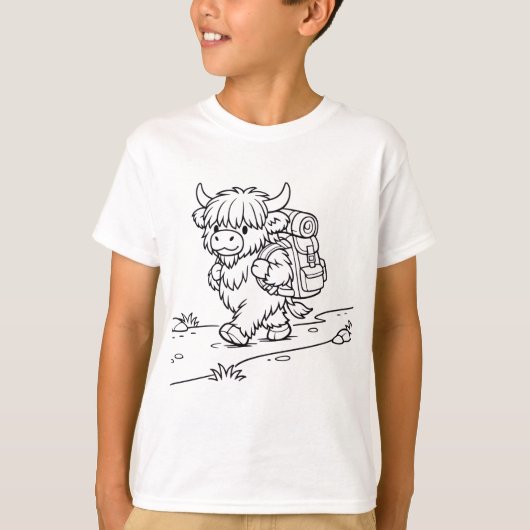 自分で色付け ハイキング ヤク キッズTシャツ - Tシャツ (正面)