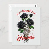 自分で買花スケルトン手とバラ ポストカード (正面/裏面)
