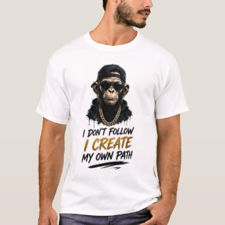 自分で道を切り拓く猿のストリートスタイル Tシャツ