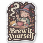 自分で醸造 – 居心地の良いコテージ魔女 シール (正面)