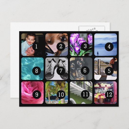 自分で12枚の写真を作成 ポストカード (正面/裏面)
