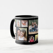 自分で15人の家族写真を作るコラージュブラック マグカップ (正面左)