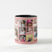 自分で18人の家族を作るフォトコラージュ赤面ピンク マグカップ (中央)