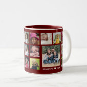 自分で18人の家族写真を作るコラージュマルーン ツートーンマグカップ (正面右)