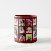 自分で18人の家族写真を作るコラージュマルーン ツートーンマグカップ (中央)