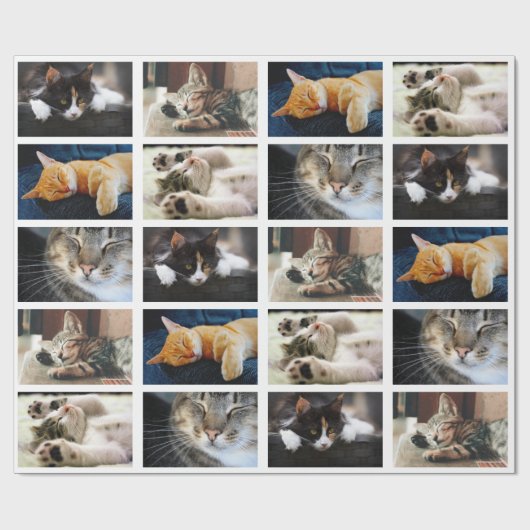 自分で5枚の写真を白にコラージュ ラッピングペーパー (フラット)