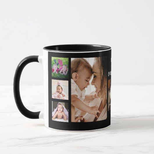 自分で9家族用フォトコラージュブラックを作成 マグカップ (左)