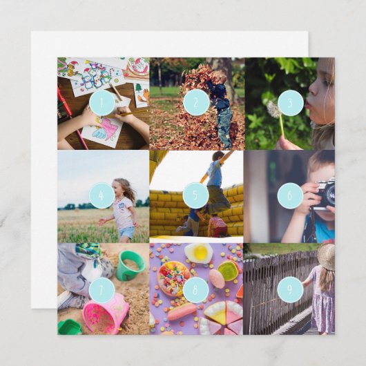 自分で9枚の写真を追加できる カスタマイズ可能なカード写真 カード (正面/裏面)