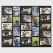 自分で9枚の写真を黒にコラージュ ラッピングペーパー (フラット)