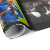 自分で9枚の写真を黒にコラージュ ラッピングペーパー (ロールコーナー)