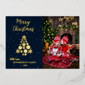 自分でMerry Christmasの写真を作成する 箔シーズンカード (正面)