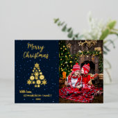 自分でMerry Christmasの写真を作成する 箔シーズンカード (立ち正面)