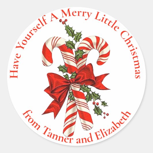 自分にキャンディメリーーのクリスマスカスタムを持つ ラウンドシール (正面)