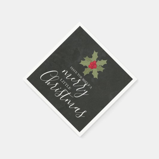 自分にクリスマスメリーのオリーを少し持っている スタンダードカクテルナプキン (角)