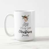 自分にクリスマスメリーを少しシンプル持つ コーヒーマグカップ (左)