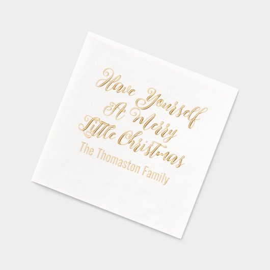 自分にメリーTという小さな名前を付ける 箔ナプキン (左)