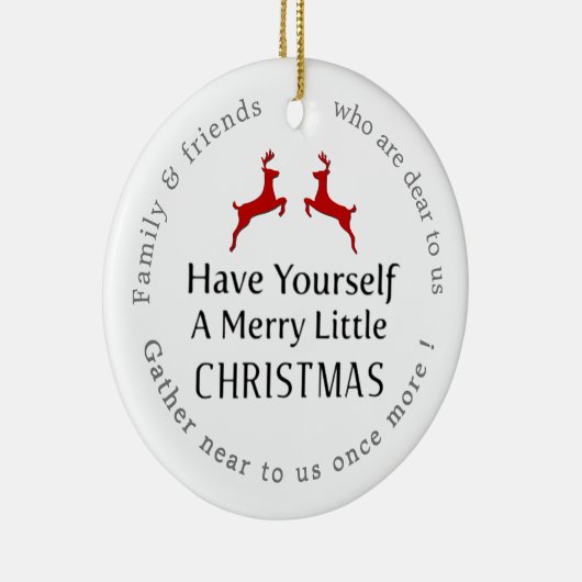 自分に小さなメリークリスマスのトナカイClを持っている セラミックオーナメント (右)