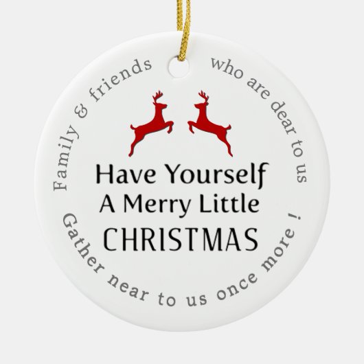 自分に小さなメリークリスマスのトナカイClを持っている セラミックオーナメント (正面)