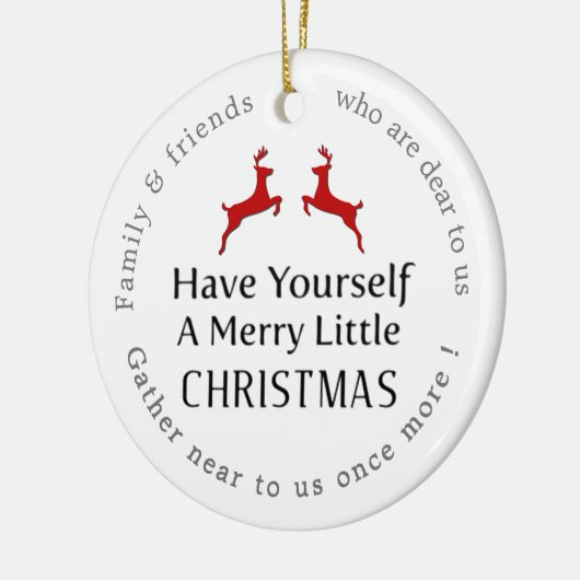 自分に小さなメリークリスマスのトナカイClを持っている セラミックオーナメント (左)