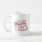 自分に小さなメリークリスマスのマグカップを持っている コーヒーマグカップ (左)