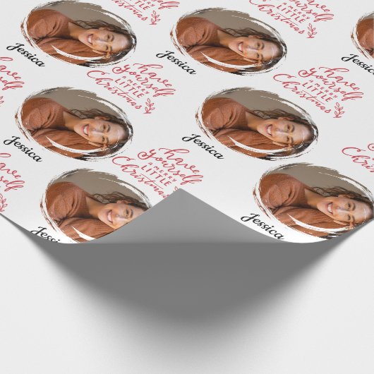 自分に小さなメリークリスマスの写真名を持っている ラッピングペーパー (角)