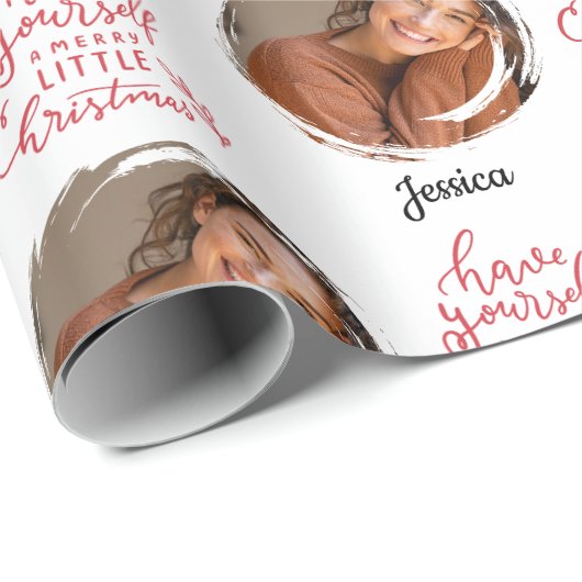 自分に小さなメリークリスマスの写真名を持っている ラッピングペーパー (ロールコーナー)