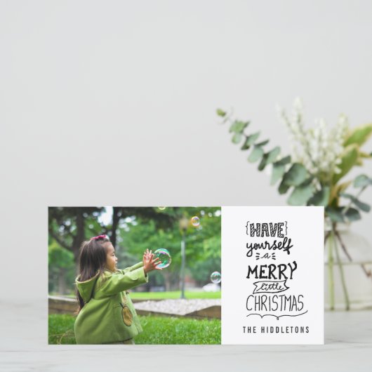自分に小さなメリークリスマスの台本を持っている シーズンカード (スタンド正面)