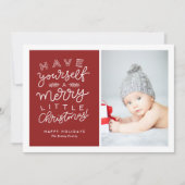 自分に小さなメリークリスマスの台本を赤く塗る シーズンカード (正面)