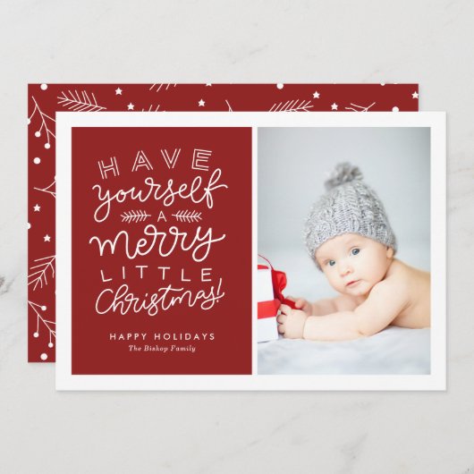 自分に小さなメリークリスマスの台本を赤く塗る シーズンカード (正面/裏面)