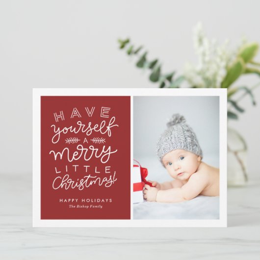 自分に小さなメリークリスマスの台本を赤く塗る シーズンカード (スタンド正面)