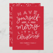 自分に小さなメリークリスマスの台本を赤く塗る シーズンカード (正面/裏面)