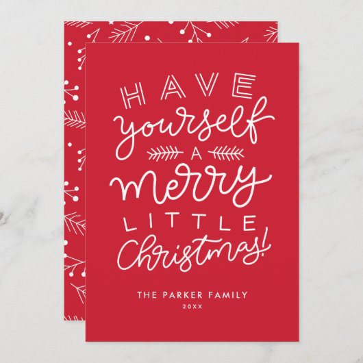 自分に小さなメリークリスマスの台本を赤く塗る シーズンカード (正面/裏面)