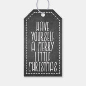 自分に小さなメリークリスマスの黒板を持っている ギフトタグ (正面)