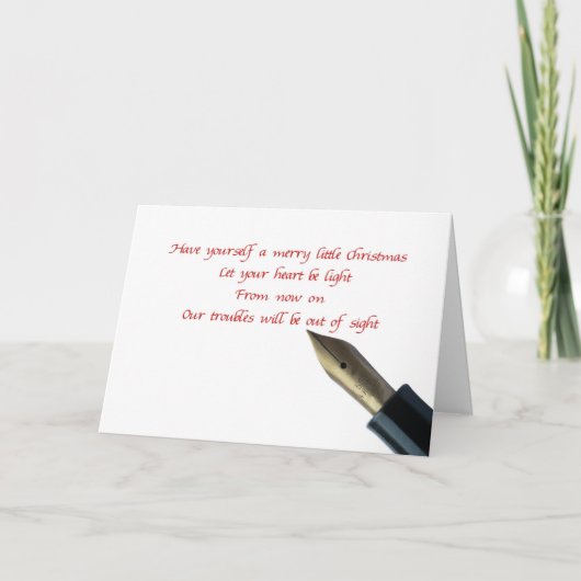 自分に小さなメリークリスマスカードを持っている シーズンカード (正面)