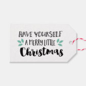 自分に小さなメリークリスマスギフトタグを持っている ギフトタグ (正面(横))