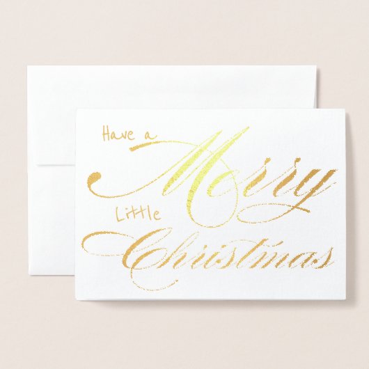 自分に小さなメリークリスマスゴールドの箔を付ける 箔カード (封筒付き正面)
