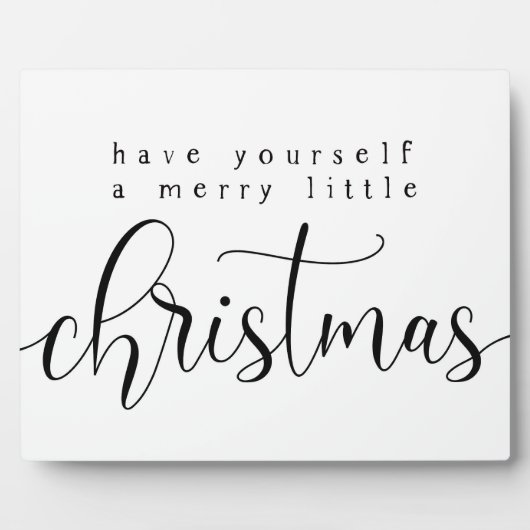 自分に小さなメリークリスマスサインを持っている フォトプラーク (正面)