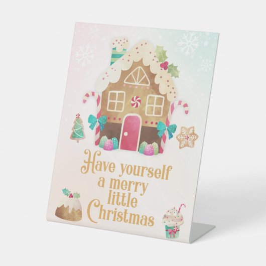 自分に小さなメリークリスマスサインを持っている 台座サイン (正面)