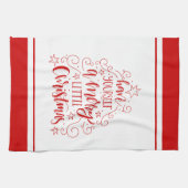 自分に小さなメリークリスマスタイポグラフィを持つ キッチンタオル (横)