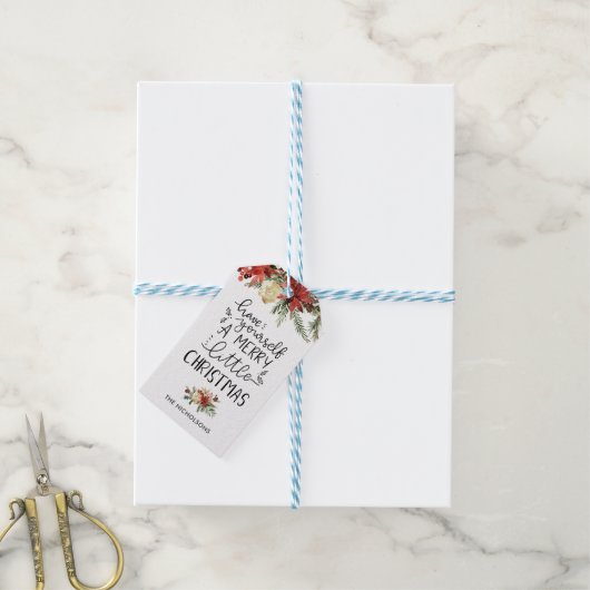 自分に小さなメリークリスマスタイポグラフィを持つ ギフトタグ (より糸付き)