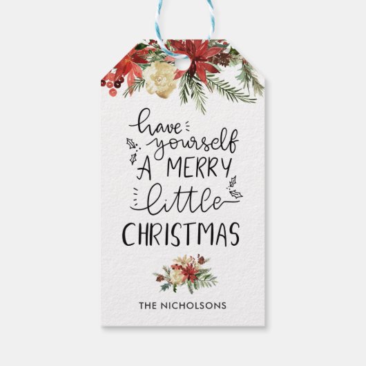 自分に小さなメリークリスマスタイポグラフィを持つ ギフトタグ (裏面)