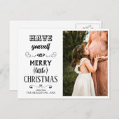 自分に小さなメリークリスマスタイポグラフィを持つ シーズンポストカード (正面/裏面)