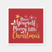 自分に小さなメリークリスマスタイポグラフィを持つ スタンダードカクテルナプキン (正面)